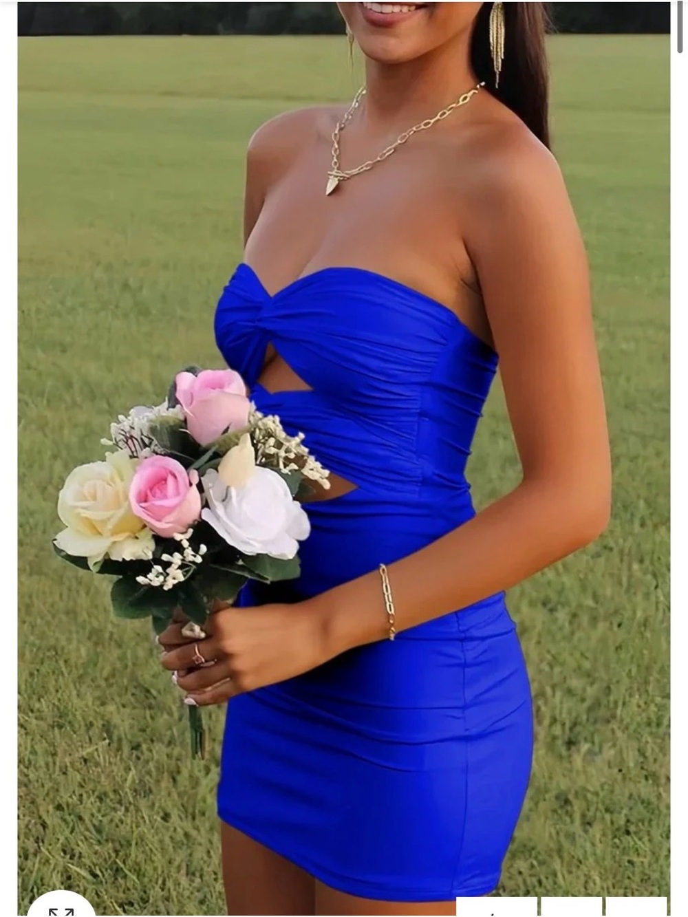 Furlla Strapless Royal Blue Bodycon Mini Dress, SZ 2